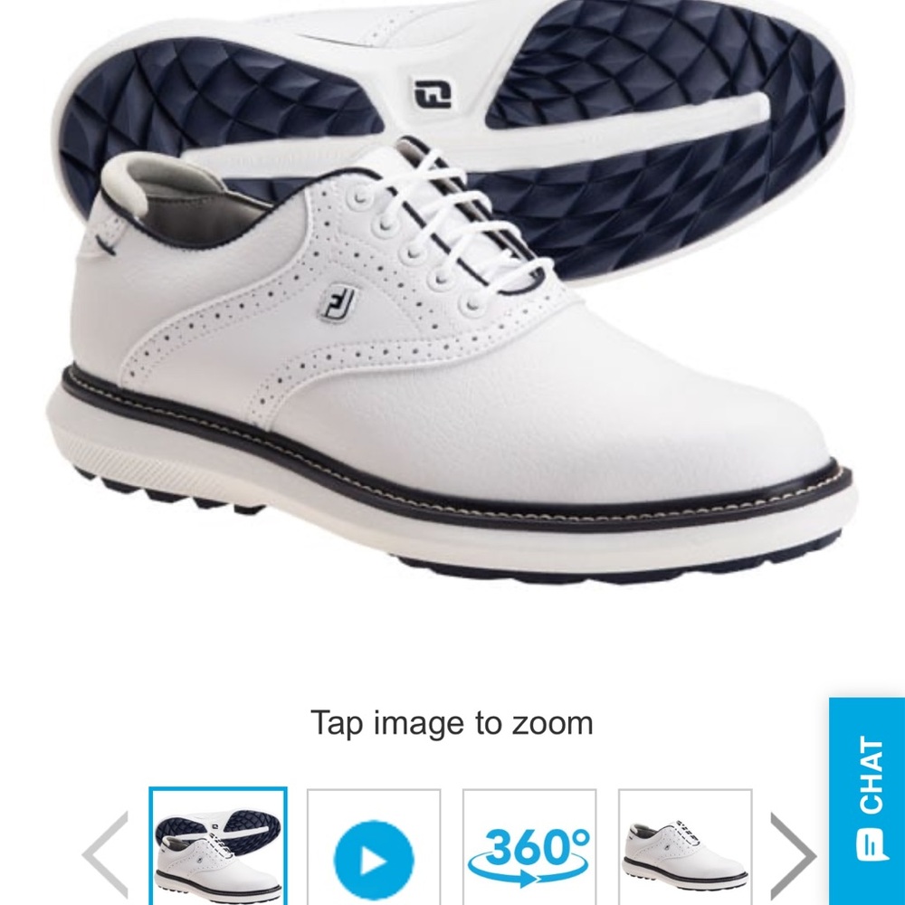 FootJoy Men's White and Black Traditions spikeless golf shoes